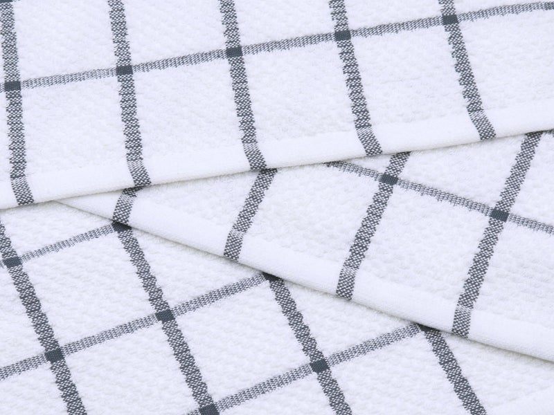 HFGBLG Cotton Terry Kitchen Dish Cloths, Soft Absorbent Tidy Kitchen Dish Towels (Grey Plaid, 12 Inch x 12 Inch) - Image 5
